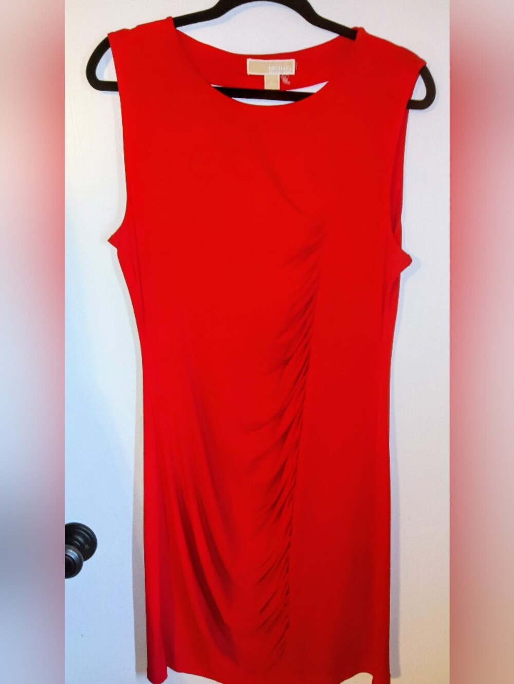 Michael Kors Red Sleeveless Ruched Sheath Cocktail Dress NWOT Size L